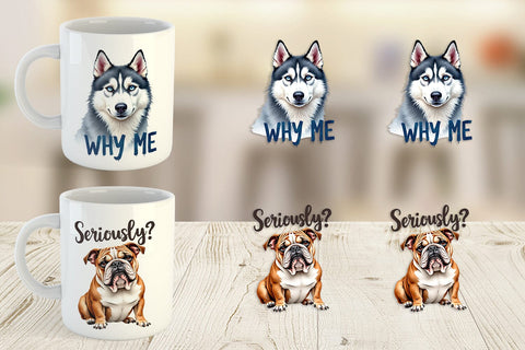 Mug Wrap Funny Dog Watercolor Big Eye Sublimation artnoy 