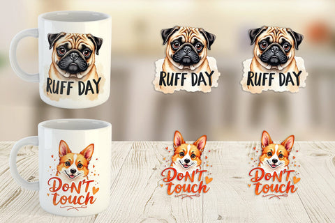 Mug Wrap Funny Dog Watercolor Big Eye Sublimation artnoy 