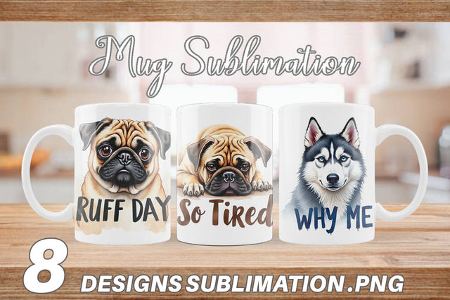 Mug Wrap Funny Dog Watercolor Big Eye Sublimation artnoy 