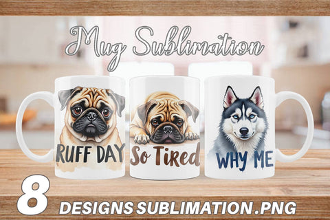 Mug Wrap Funny Dog Watercolor Big Eye Sublimation artnoy 