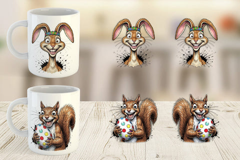 Mug Wrap Funny Easter Animal Sketch Sublimation artnoy 