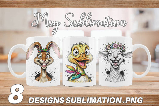 Mug Wrap Funny Easter Animal Sketch Sublimation artnoy 