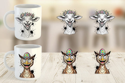 Mug Wrap Funny Easter Animal Sketch Sublimation artnoy 