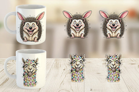 Mug Wrap Funny Easter Animal Sketch Sublimation artnoy 