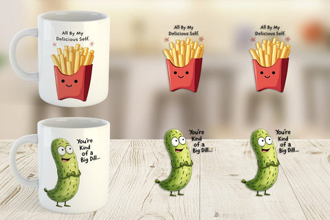 Mug Wrap Funny Food Puns Valentine Sarcastic Love Bites Watercolor Sublimation artnoy 