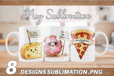 Mug Wrap Funny Food Puns Valentine Sarcastic Love Bites Watercolor Sublimation artnoy 