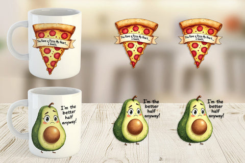 Mug Wrap Funny Food Puns Valentine Sarcastic Love Bites Watercolor Sublimation artnoy 