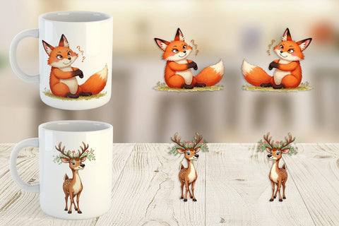 Mug Wrap Funny Morning After Forest Animals Watercolor Sublimation artnoy 