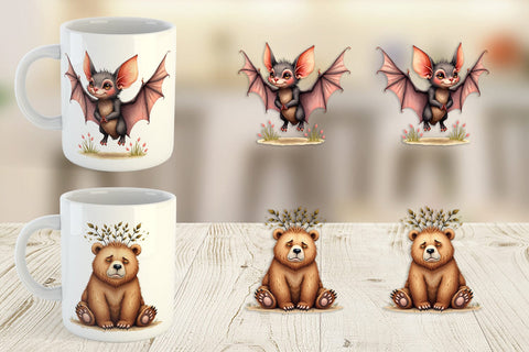 Mug Wrap Funny Morning After Forest Animals Watercolor Sublimation artnoy 