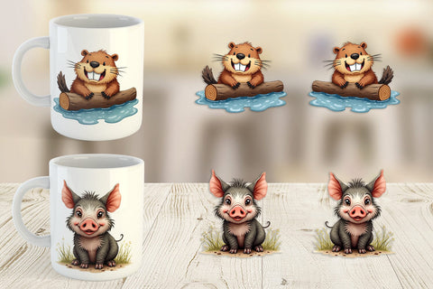 Mug Wrap Funny Morning After Forest Animals Watercolor Sublimation artnoy 