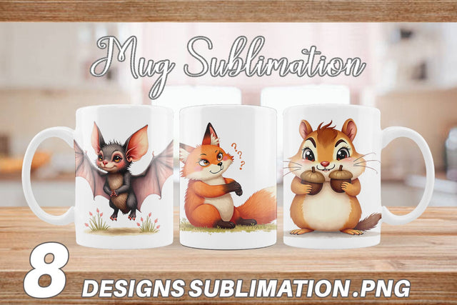 Mug Wrap Funny Morning After Forest Animals Watercolor Sublimation artnoy 