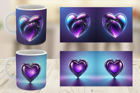 Mug Wrap Futuristic Purple Heart Sublimation artnoy 