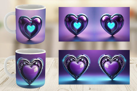 Mug Wrap Futuristic Purple Heart Sublimation artnoy 