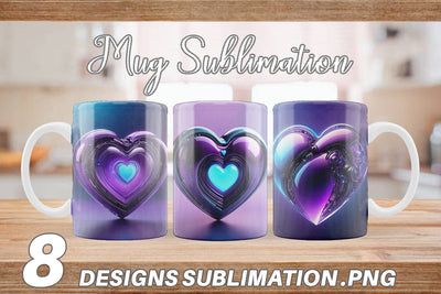 Mug Wrap Futuristic Purple Heart Sublimation artnoy 