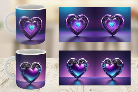 Mug Wrap Futuristic Purple Heart Sublimation artnoy 