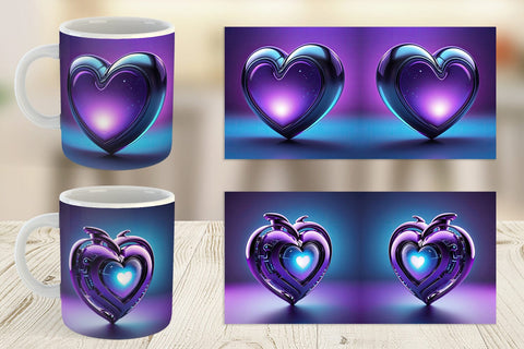 Mug Wrap Futuristic Purple Heart Sublimation artnoy 
