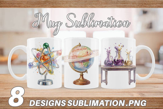 Mug Wrap Galactic Classroom Decor Watercolor Sublimation artnoy 
