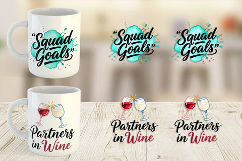 Mug Wrap Galentine's Day Watercolor Quotes Sublimation artnoy 