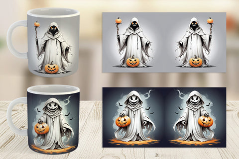 Mug Wrap Ghost and Pumpkin Sublimation artnoy 