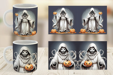 Mug Wrap Ghost and Pumpkin Sublimation artnoy 