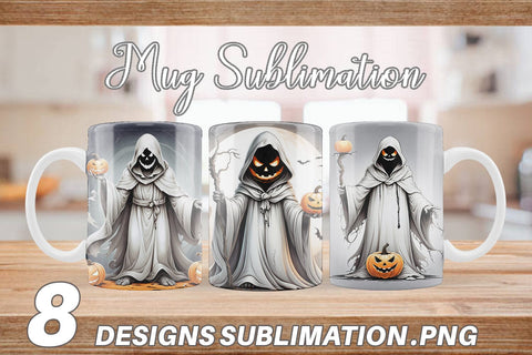 Mug Wrap Ghost and Pumpkin Sublimation artnoy 