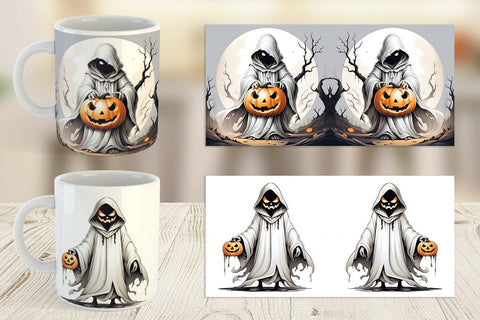 Mug Wrap Ghost and Pumpkin Sublimation artnoy 