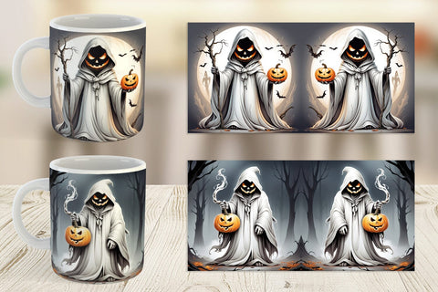 Mug Wrap Ghost and Pumpkin Sublimation artnoy 
