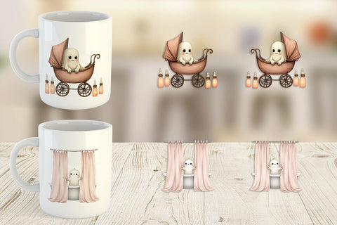 Mug Wrap Ghost Baby Shower Sublimation artnoy 