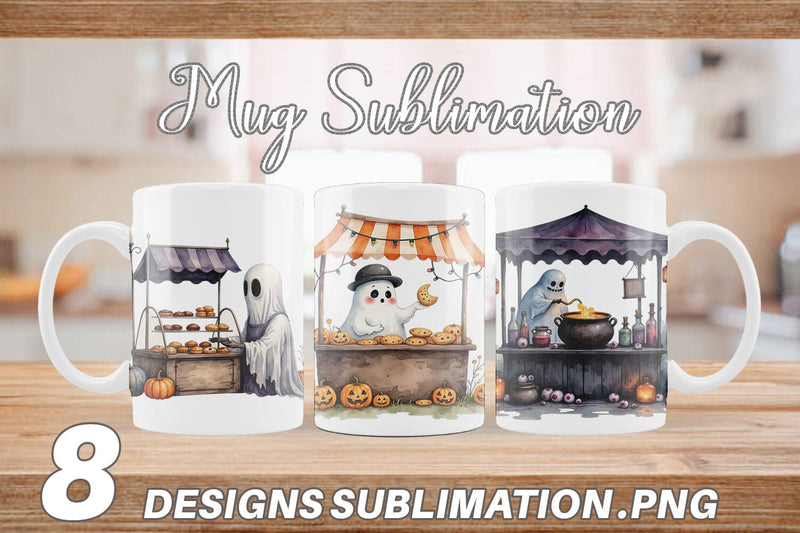 Mug Wrap Ghost Food Stalls Sublimation artnoy 