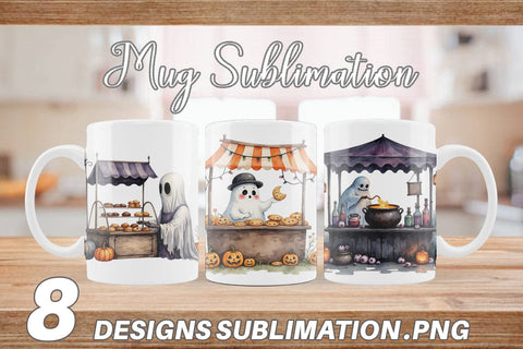 Mug Wrap Ghost Food Stalls Sublimation artnoy 