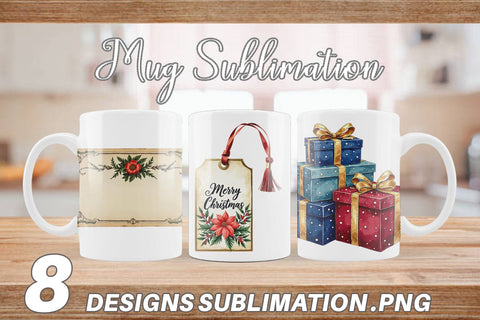 Mug Wrap Gilded Age Christmas Mail & Parcel Watercolor Art Sublimation artnoy 