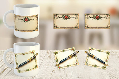 Mug Wrap Gilded Age Christmas Mail & Parcel Watercolor Art Sublimation artnoy 