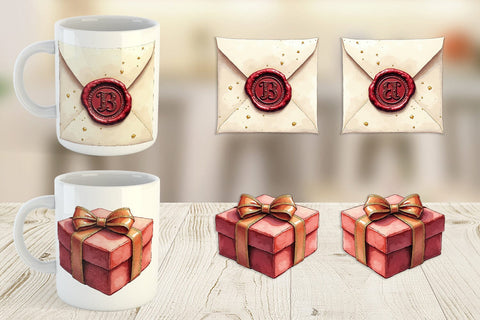 Mug Wrap Gilded Age Christmas Mail & Parcel Watercolor Art Sublimation artnoy 