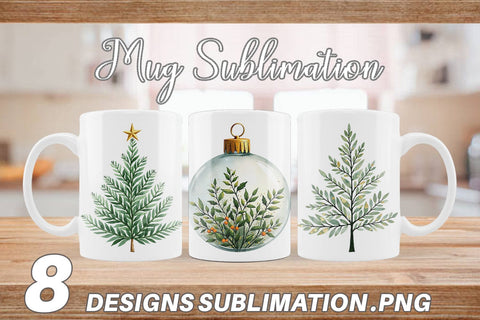 Mug Wrap Gilded Botanical Watercolor Christmas Sublimation artnoy 