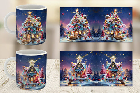 Mug Wrap Gingerbread House Sublimation artnoy 