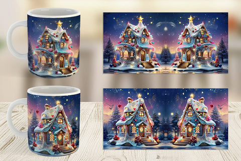 Mug Wrap Gingerbread House Sublimation artnoy 