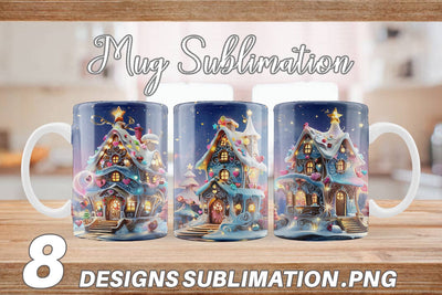 Mug Wrap Gingerbread House Sublimation artnoy 