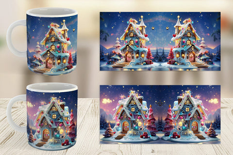 Mug Wrap Gingerbread House Sublimation artnoy 