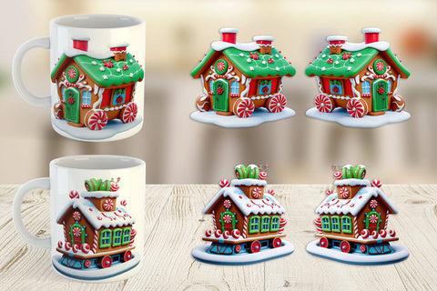 Mug Wrap Gingerbread Train Sublimation artnoy 