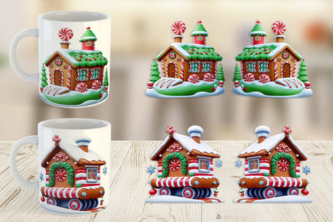 Mug Wrap Gingerbread Train Sublimation artnoy 