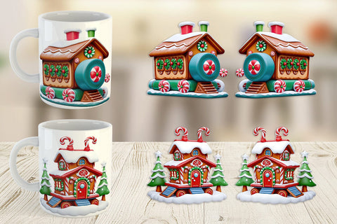 Mug Wrap Gingerbread Train Sublimation artnoy 