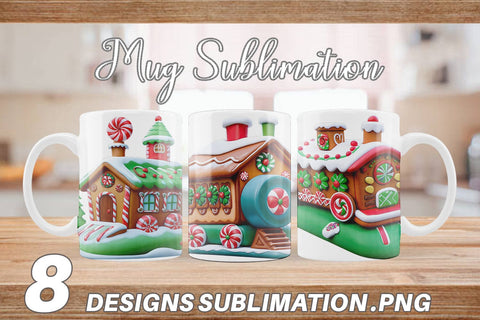 Mug Wrap Gingerbread Train Sublimation artnoy 