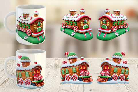 Mug Wrap Gingerbread Train Sublimation artnoy 