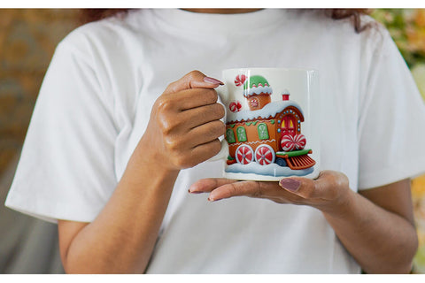 Mug Wrap Gingerbread Train Sublimation artnoy 
