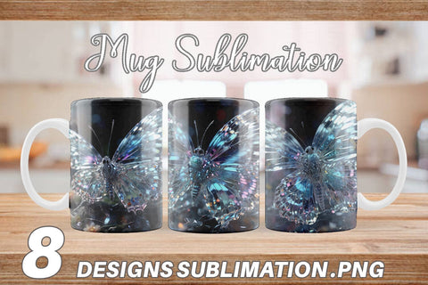 Mug Wrap Glass Butterfly Glitter Sublimation artnoy 