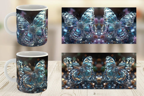Mug Wrap Glass Butterfly Glitter Sublimation artnoy 