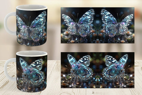 Mug Wrap Glass Butterfly Glitter Sublimation artnoy 