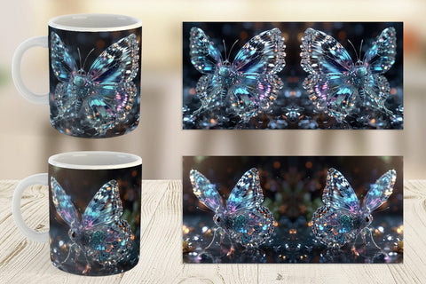Mug Wrap Glass Butterfly Glitter Sublimation artnoy 