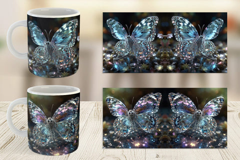 Mug Wrap Glass Butterfly Glitter Sublimation artnoy 