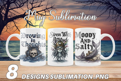 Mug Wrap Gloomy Siren Goth Summer Quote Sublimation artnoy 